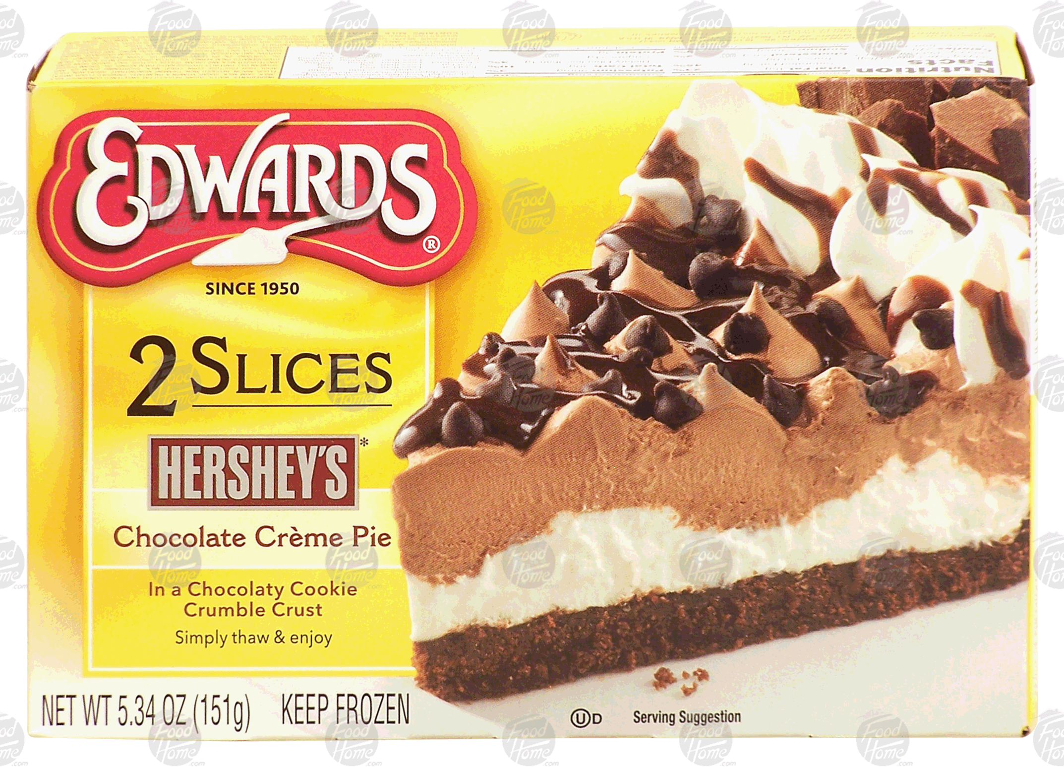 Edwards  hershey's chocolate creme pie in a chocolaty cookie crumble crust, 2 slices Full-Size Picture